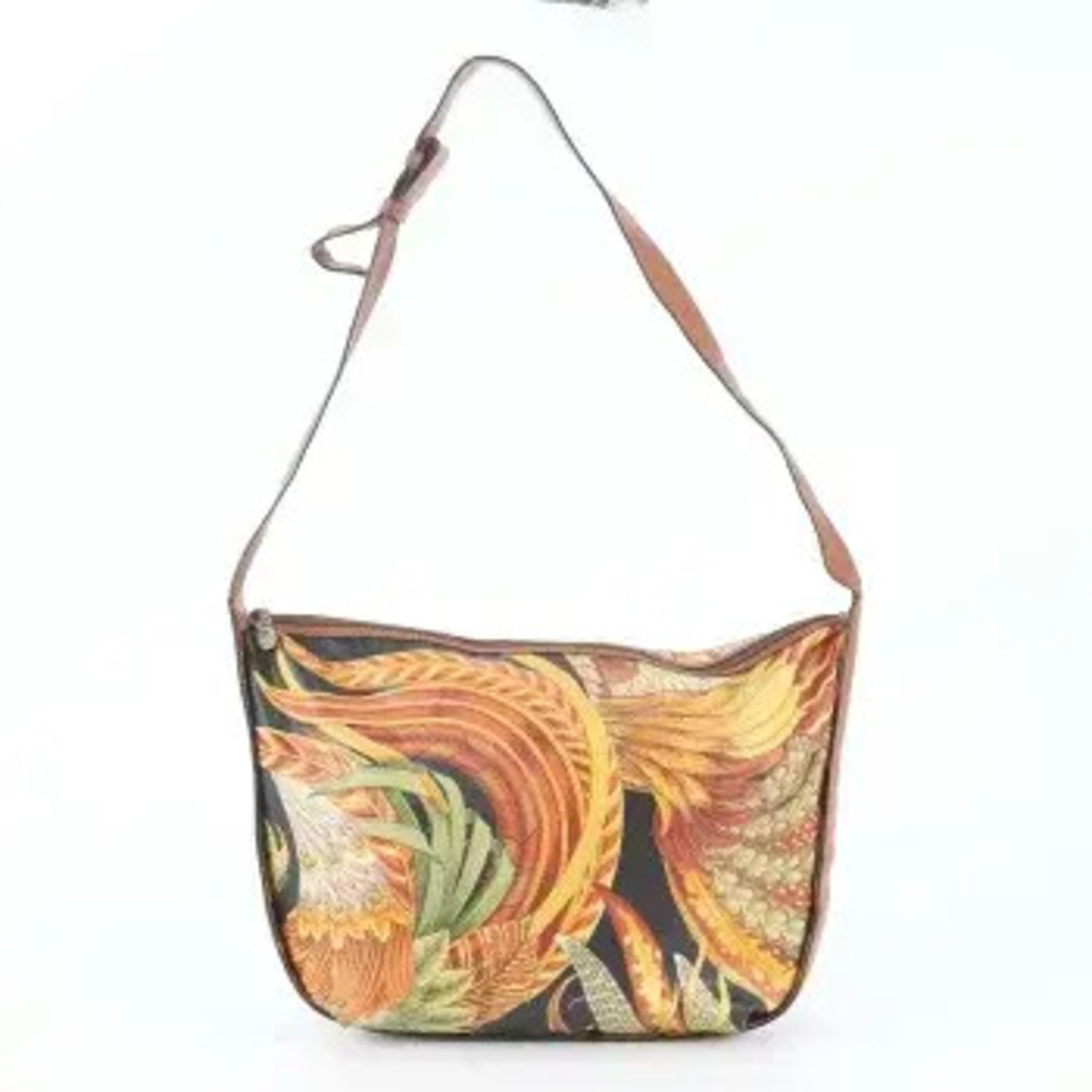 Salvatore Ferragamo Leather Botanical Crossbody Bag Gold